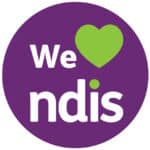 Image: 'We heart the NDIS' logo for NDIS registered providers.